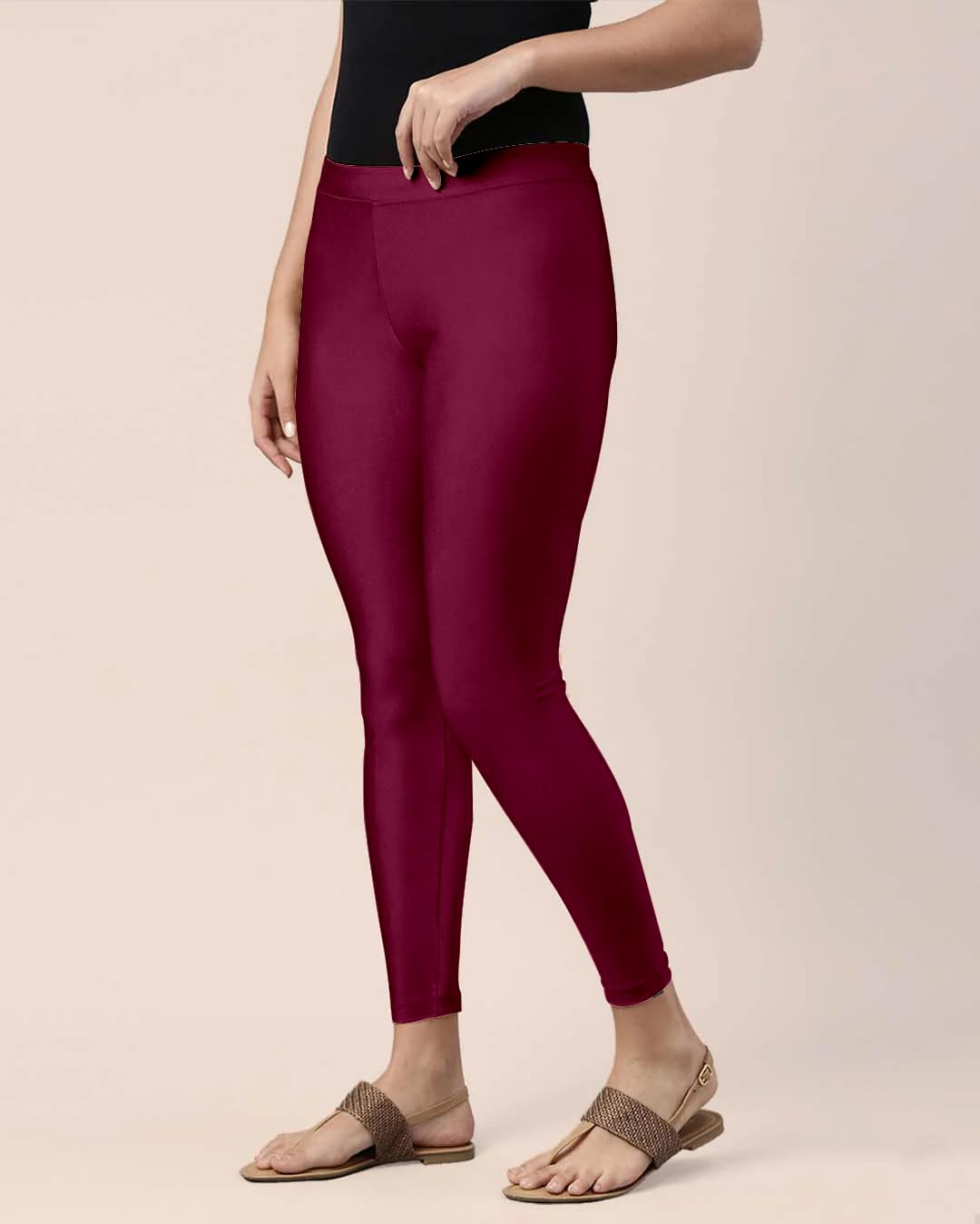 Mehrang Women's Slim-Fit Ankle-Length Shimmer Leggings - Image 130