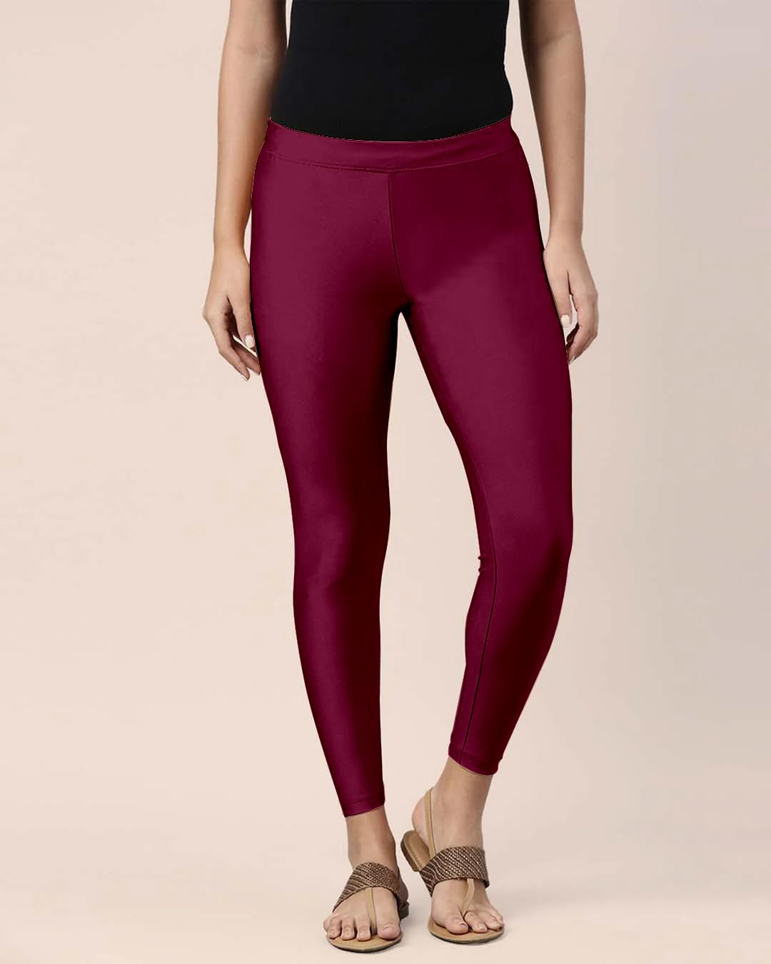 Mehrang Women's Slim-Fit Ankle-Length Shimmer Leggings - Image 132