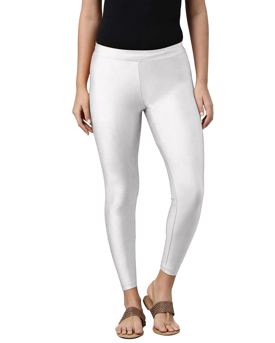 Mehrang Women's Slim-Fit Ankle-Length Shimmer Leggings - Image 134