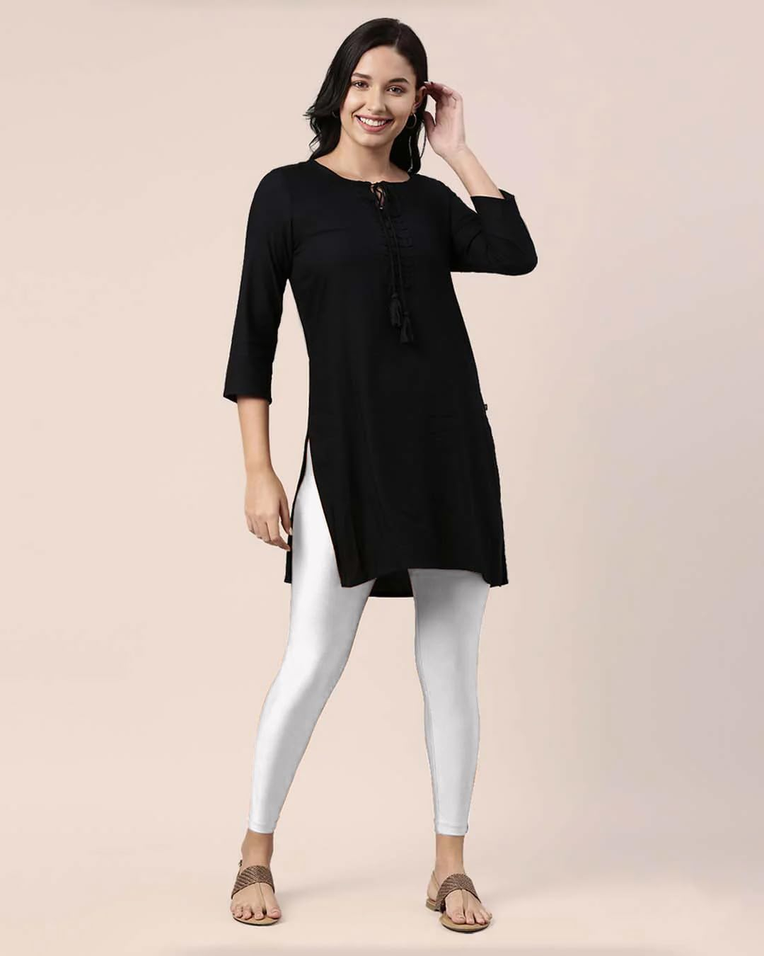 Mehrang Women's Slim-Fit Ankle-Length Shimmer Leggings - Image 140