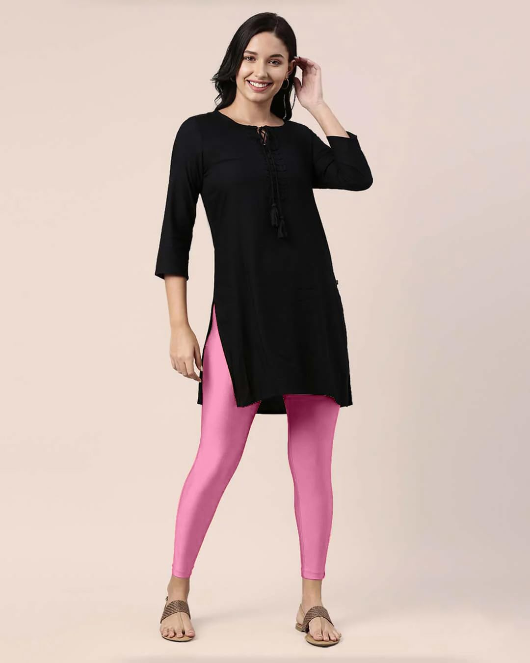 Mehrang Women's Slim-Fit Ankle-Length Shimmer Leggings - Image 154