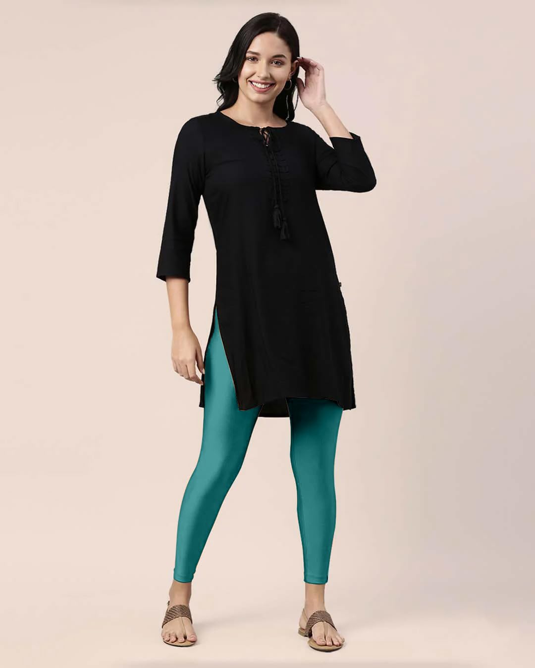 Mehrang Women's Slim-Fit Ankle-Length Shimmer Leggings - Image 168
