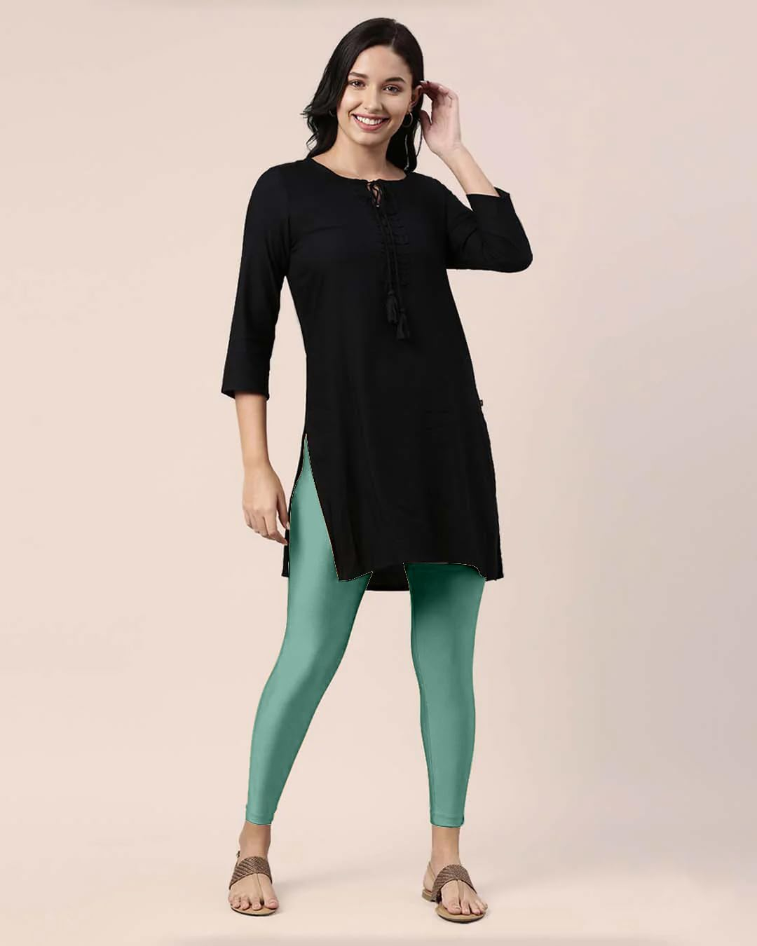 Mehrang Women's Slim-Fit Ankle-Length Shimmer Leggings - Image 175