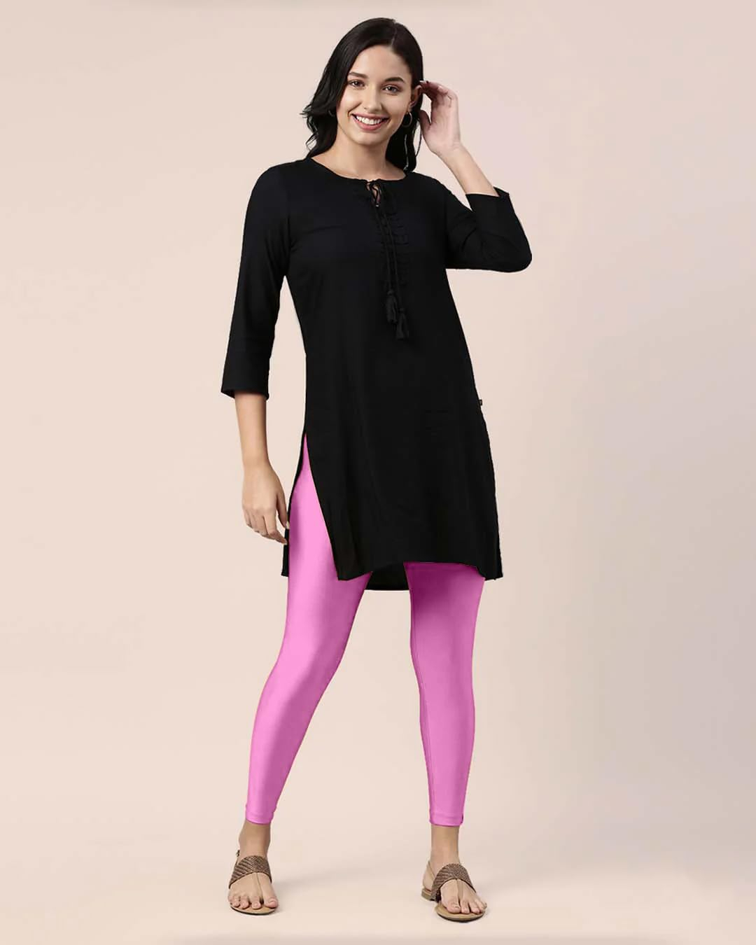 Mehrang Women's Slim-Fit Ankle-Length Shimmer Leggings - Image 196