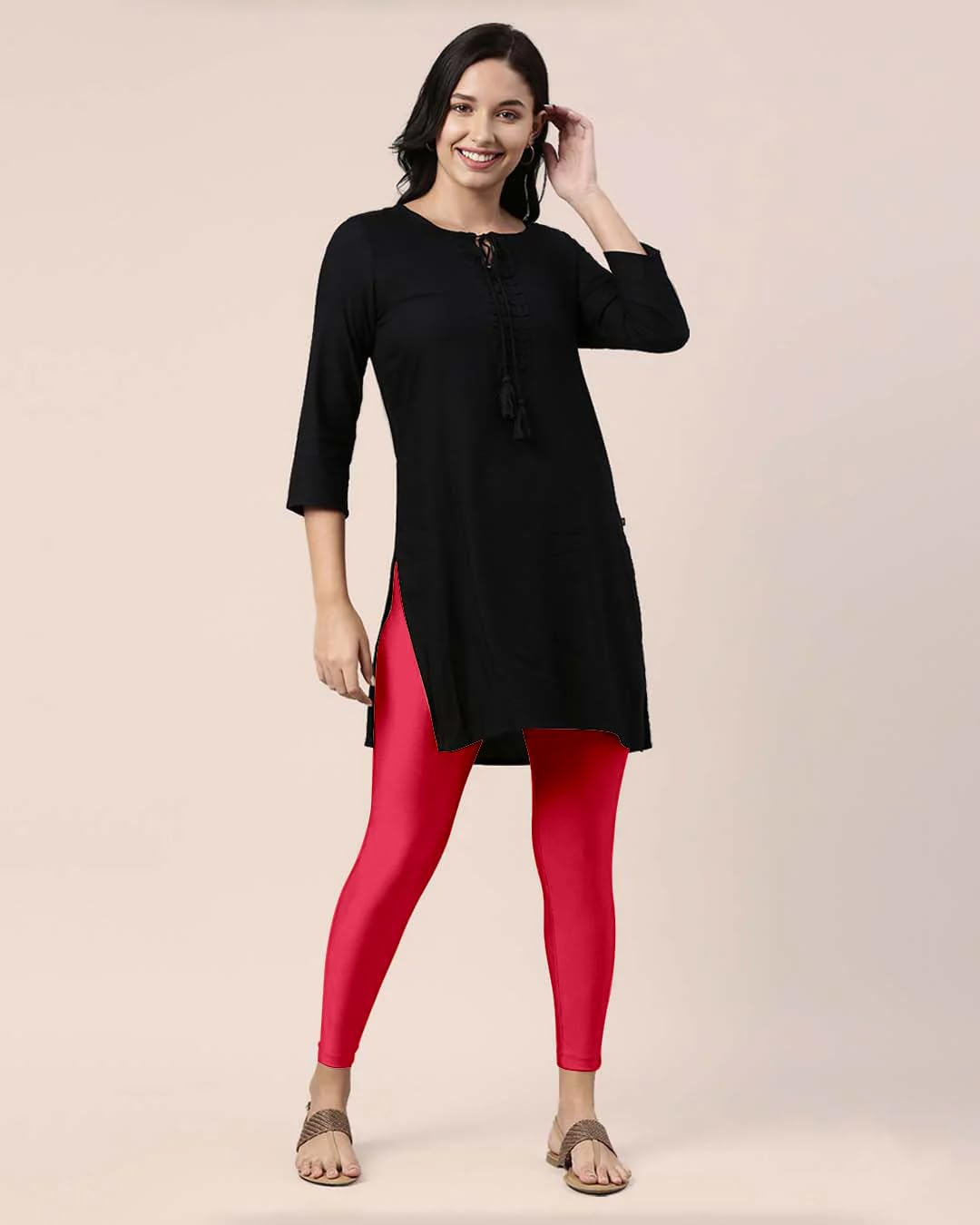 Mehrang Women's Slim-Fit Ankle-Length Shimmer Leggings - Image 203