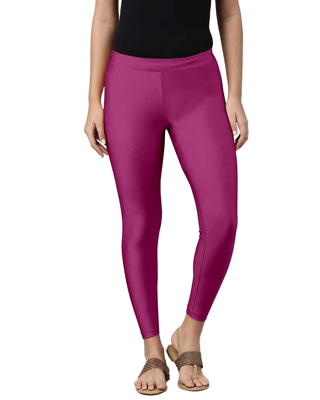 Mehrang Women's Slim-Fit Ankle-Length Shimmer Leggings - Image 211