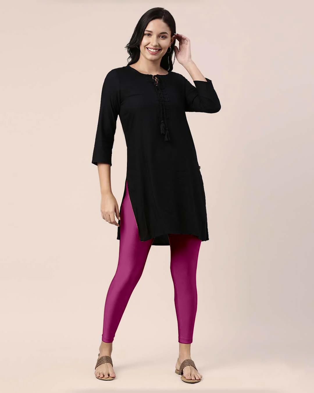 Mehrang Women's Slim-Fit Ankle-Length Shimmer Leggings - Image 217