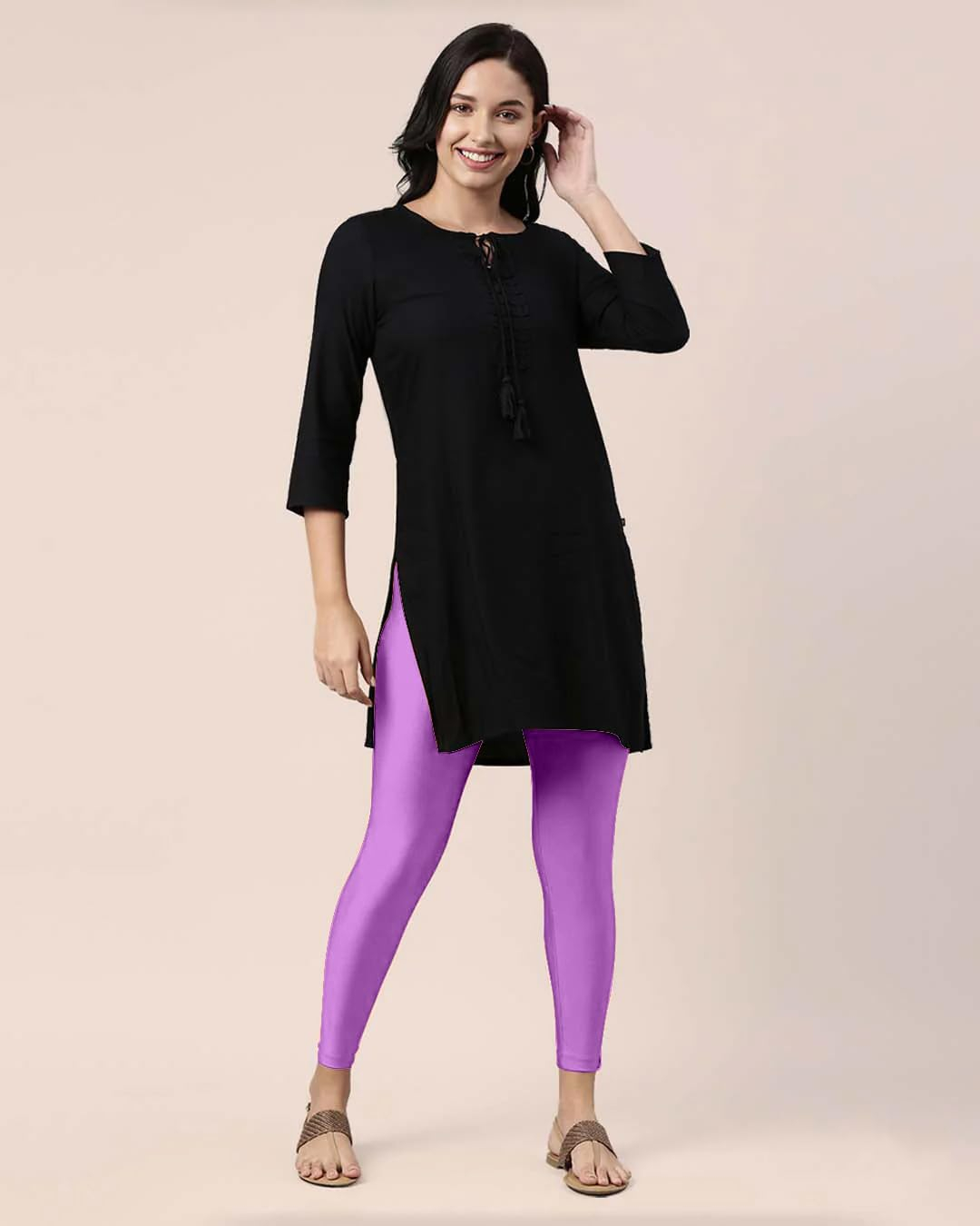 Mehrang Women's Slim-Fit Ankle-Length Shimmer Leggings - Image 238