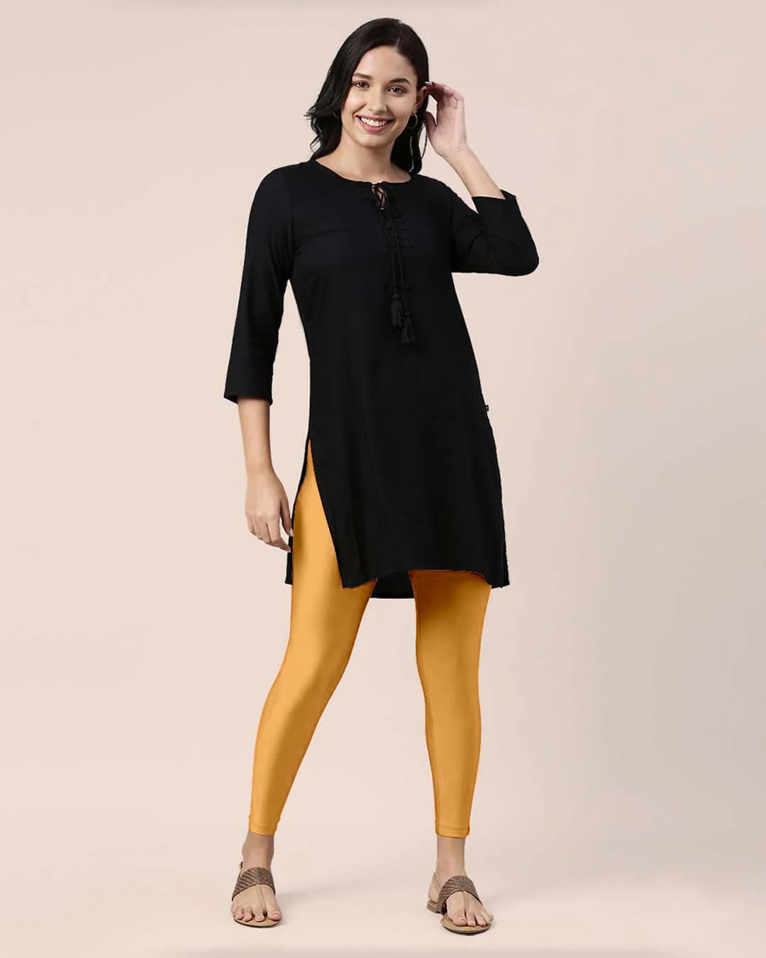 Mehrang Women's Slim-Fit Ankle-Length Shimmer Leggings - Image 245