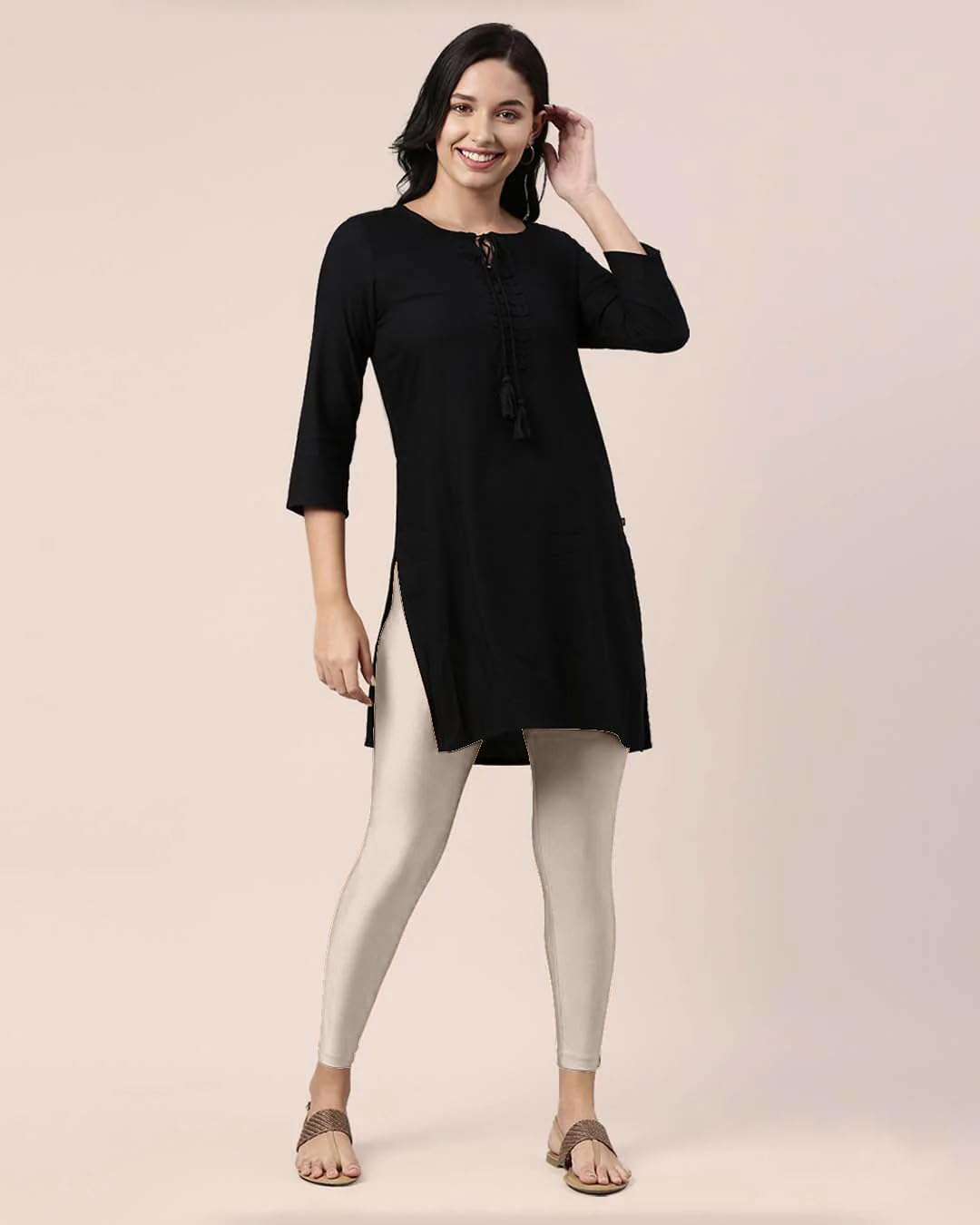 Mehrang Women's Slim-Fit Ankle-Length Shimmer Leggings - Image 266
