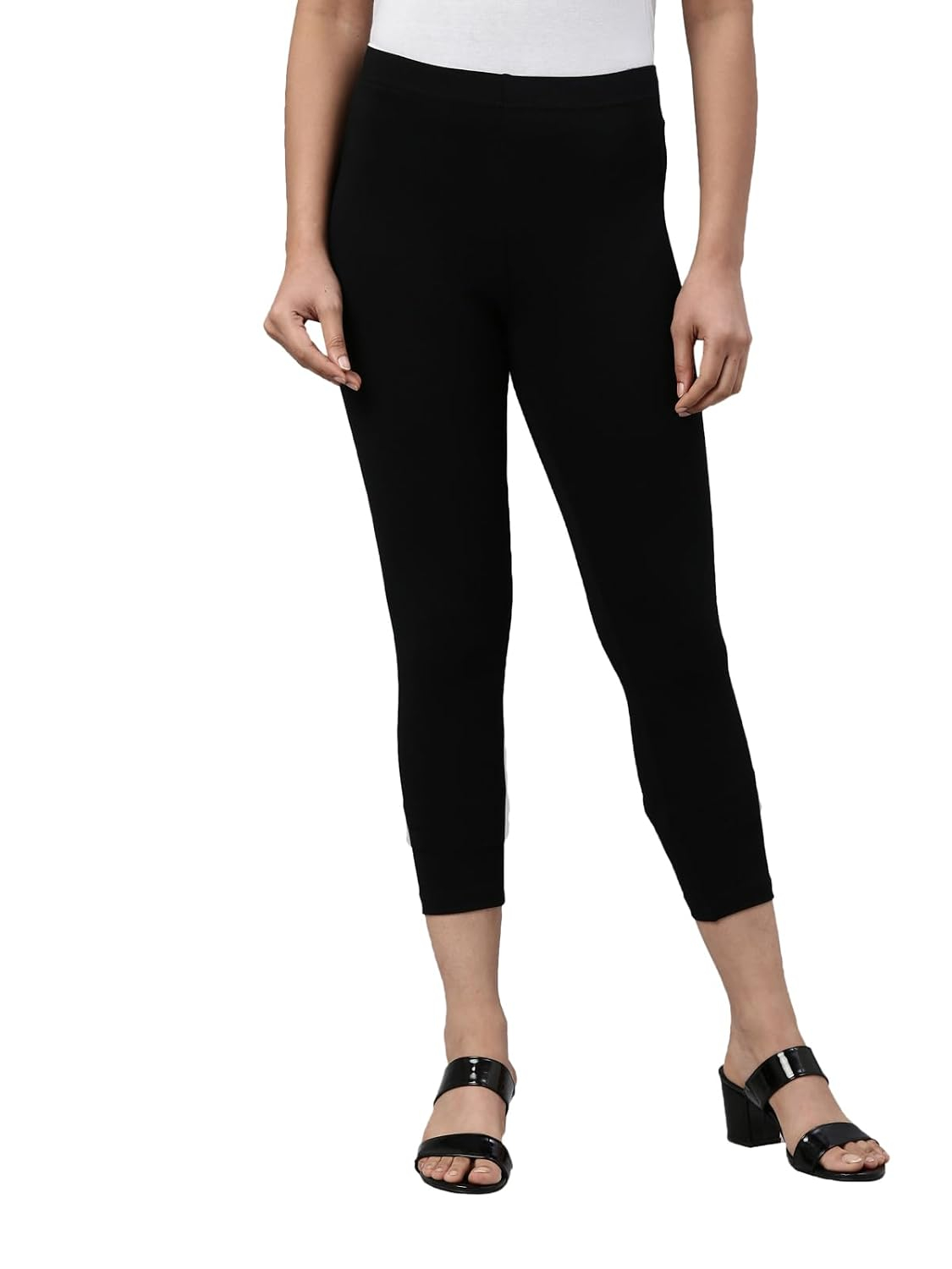 GO COLORS Women's Mid-Rise Cropped Cotton Leggings