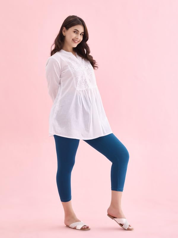 GO COLORS Women's Mid-Rise Cropped Cotton Leggings - Image 35