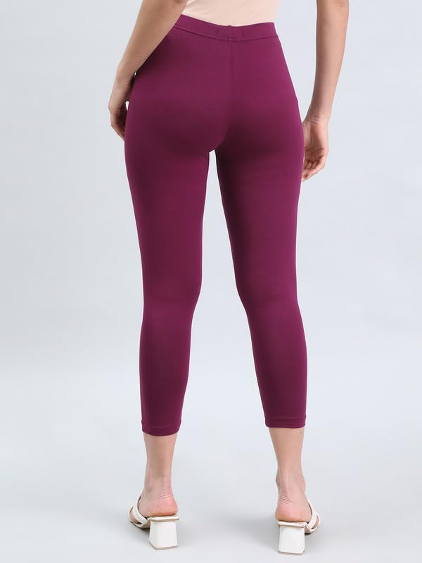 GO COLORS Women's Mid-Rise Cropped Cotton Leggings - Image 44