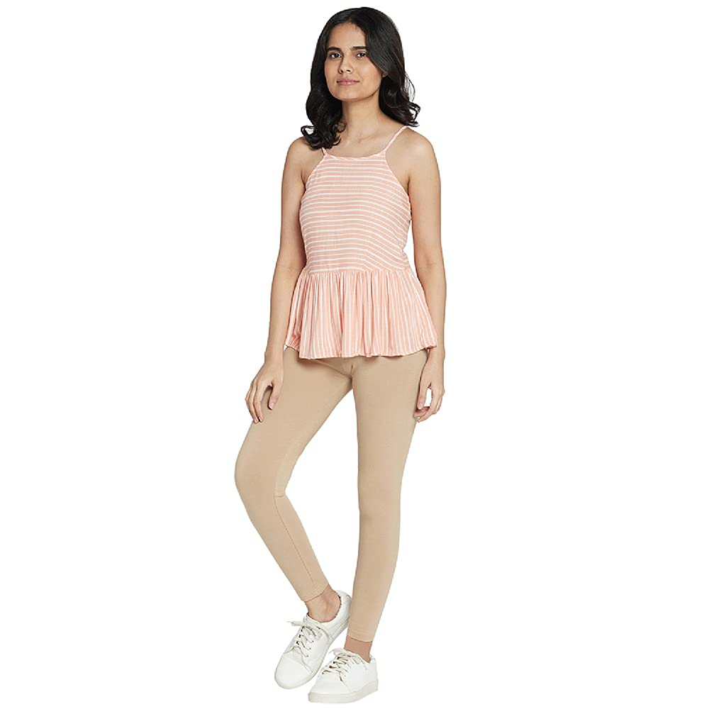 GO COLORS Women's Mid-Rise Cropped Cotton Leggings - Image 55