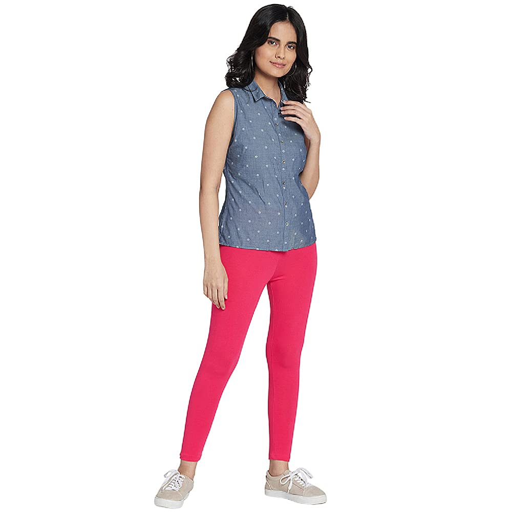 GO COLORS Women's Mid-Rise Cropped Cotton Leggings - Image 59