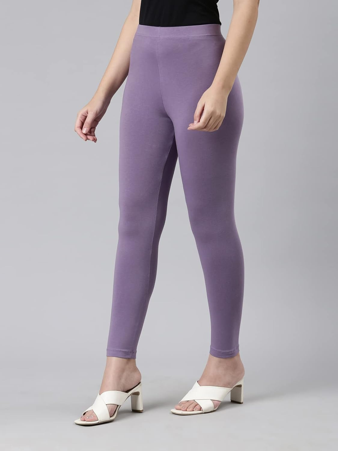 GO COLORS Women's Mid-Rise Cropped Cotton Leggings - Image 65