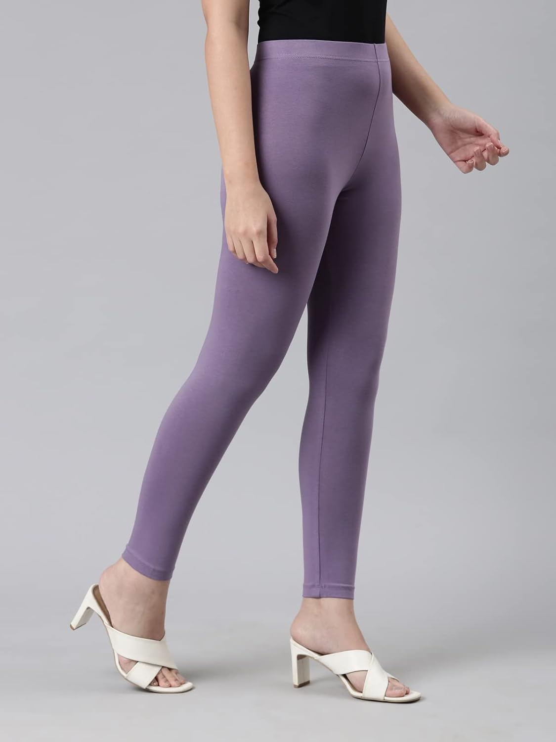 GO COLORS Women's Mid-Rise Cropped Cotton Leggings - Image 66