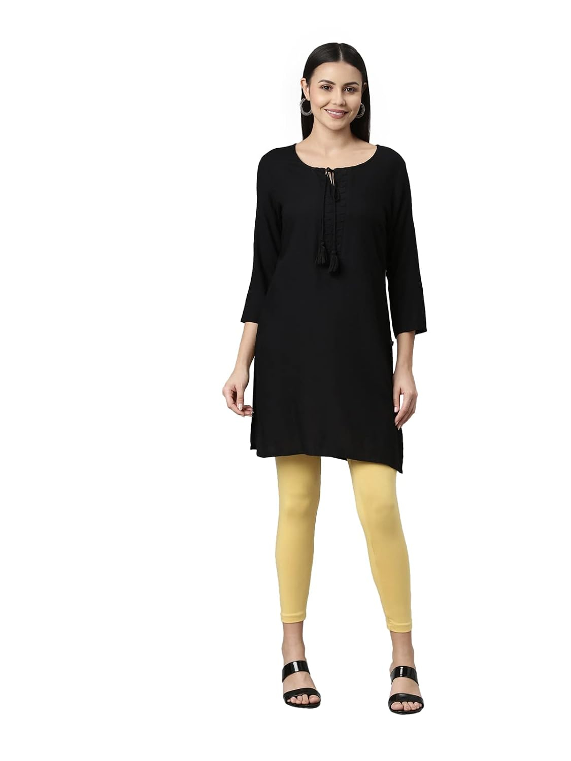 GO COLORS Women's Mid-Rise Cropped Cotton Leggings - Image 74