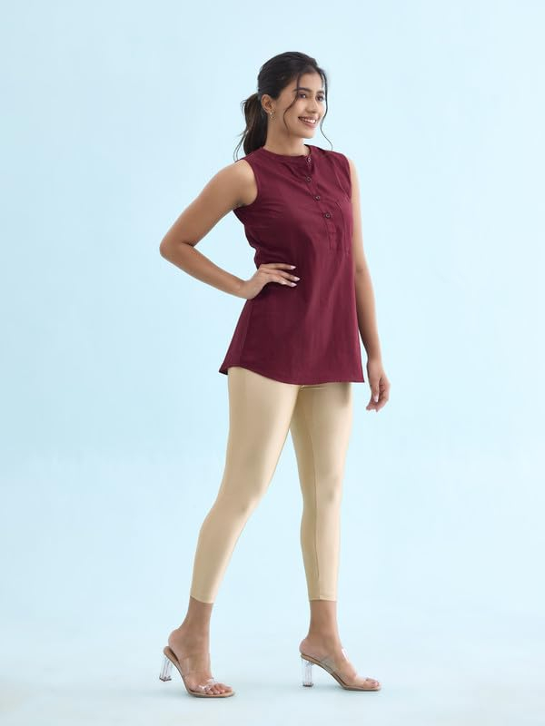 GO COLORS Women's Mid-Rise Cropped Cotton Leggings - Image 84