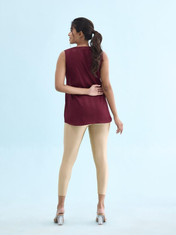 GO COLORS Women's Mid-Rise Cropped Cotton Leggings - Image 85