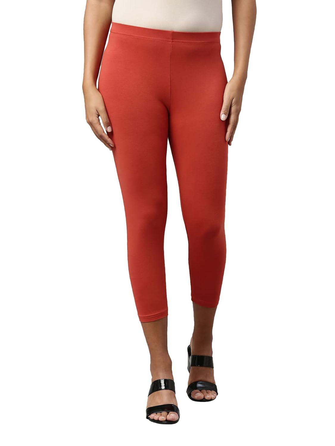 GO COLORS Women's Mid-Rise Cropped Cotton Leggings - Image 87