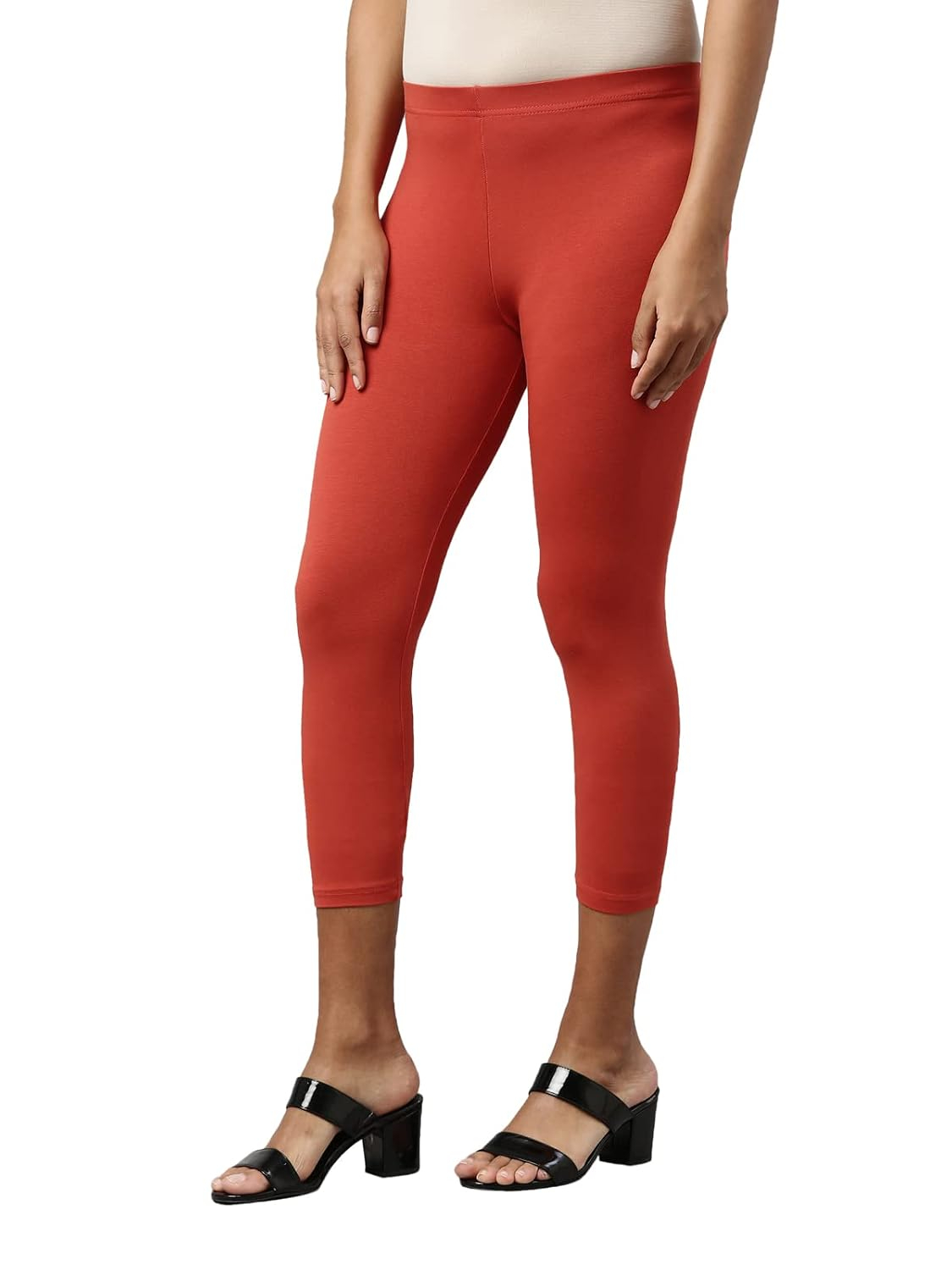 GO COLORS Women's Mid-Rise Cropped Cotton Leggings - Image 88