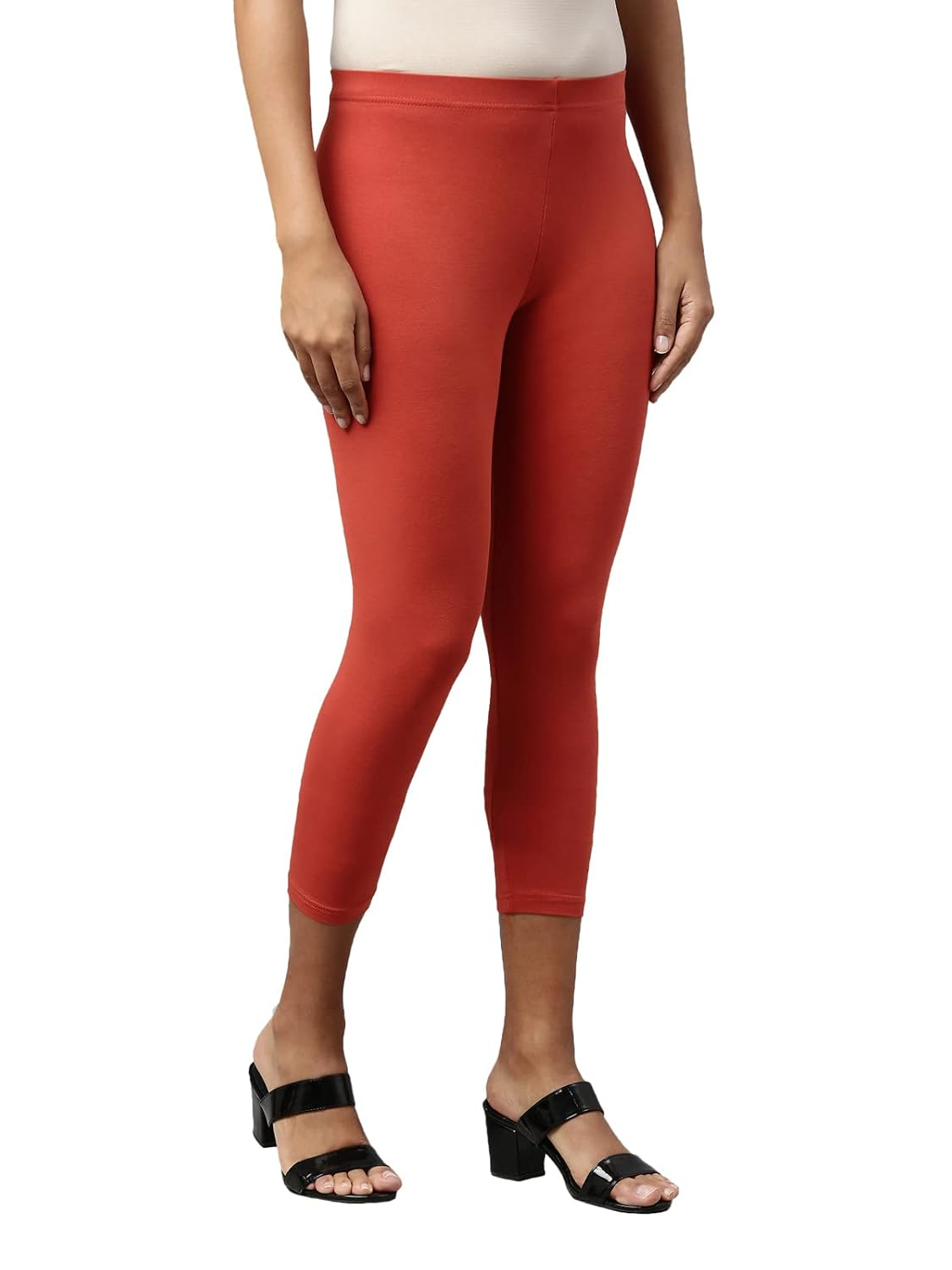GO COLORS Women's Mid-Rise Cropped Cotton Leggings - Image 89