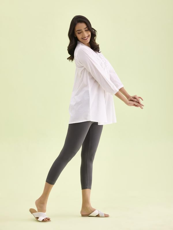 GO COLORS Women's Mid-Rise Cropped Cotton Leggings - Image 95