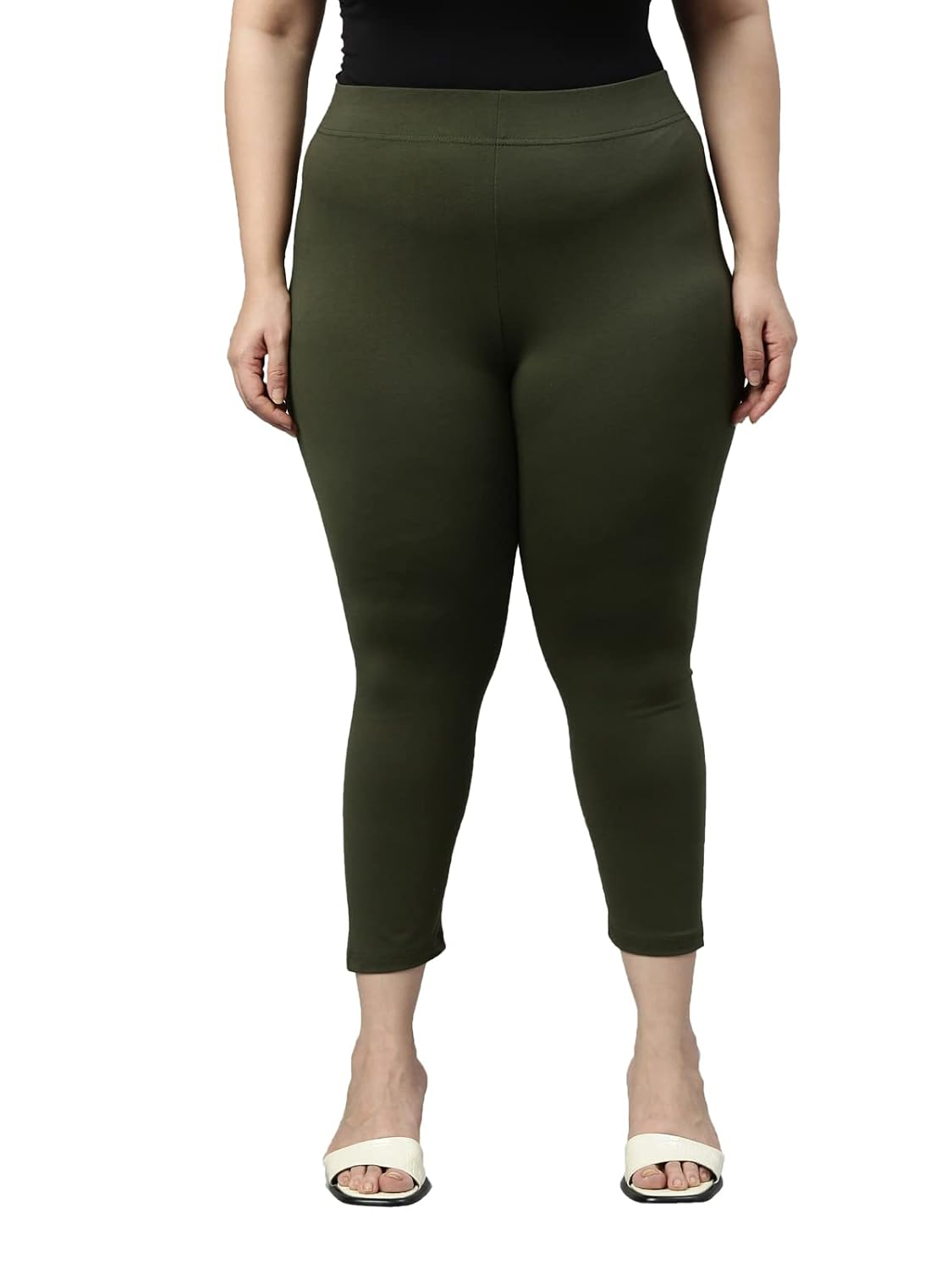 GO COLORS Women's Mid-Rise Cropped Cotton Leggings - Image 101