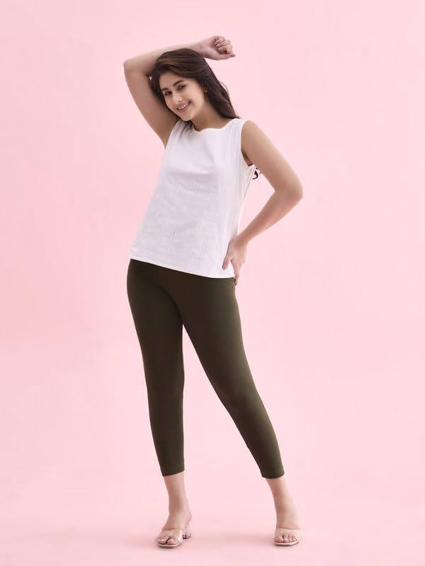 GO COLORS Women's Mid-Rise Cropped Cotton Leggings - Image 103