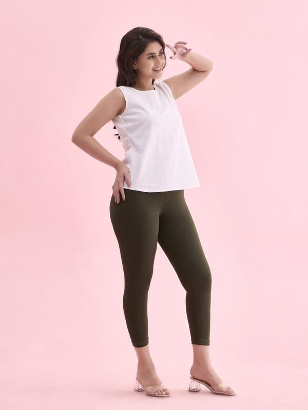 GO COLORS Women's Mid-Rise Cropped Cotton Leggings - Image 104