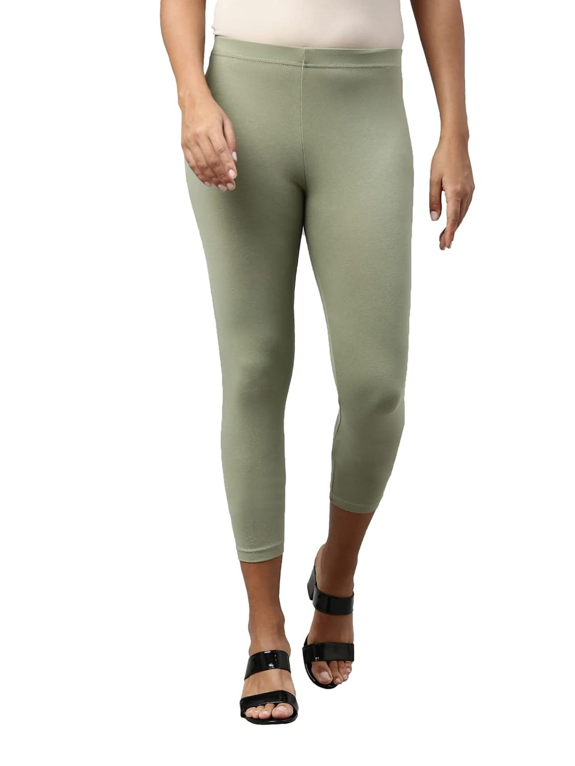 GO COLORS Women's Mid-Rise Cropped Cotton Leggings - Image 107
