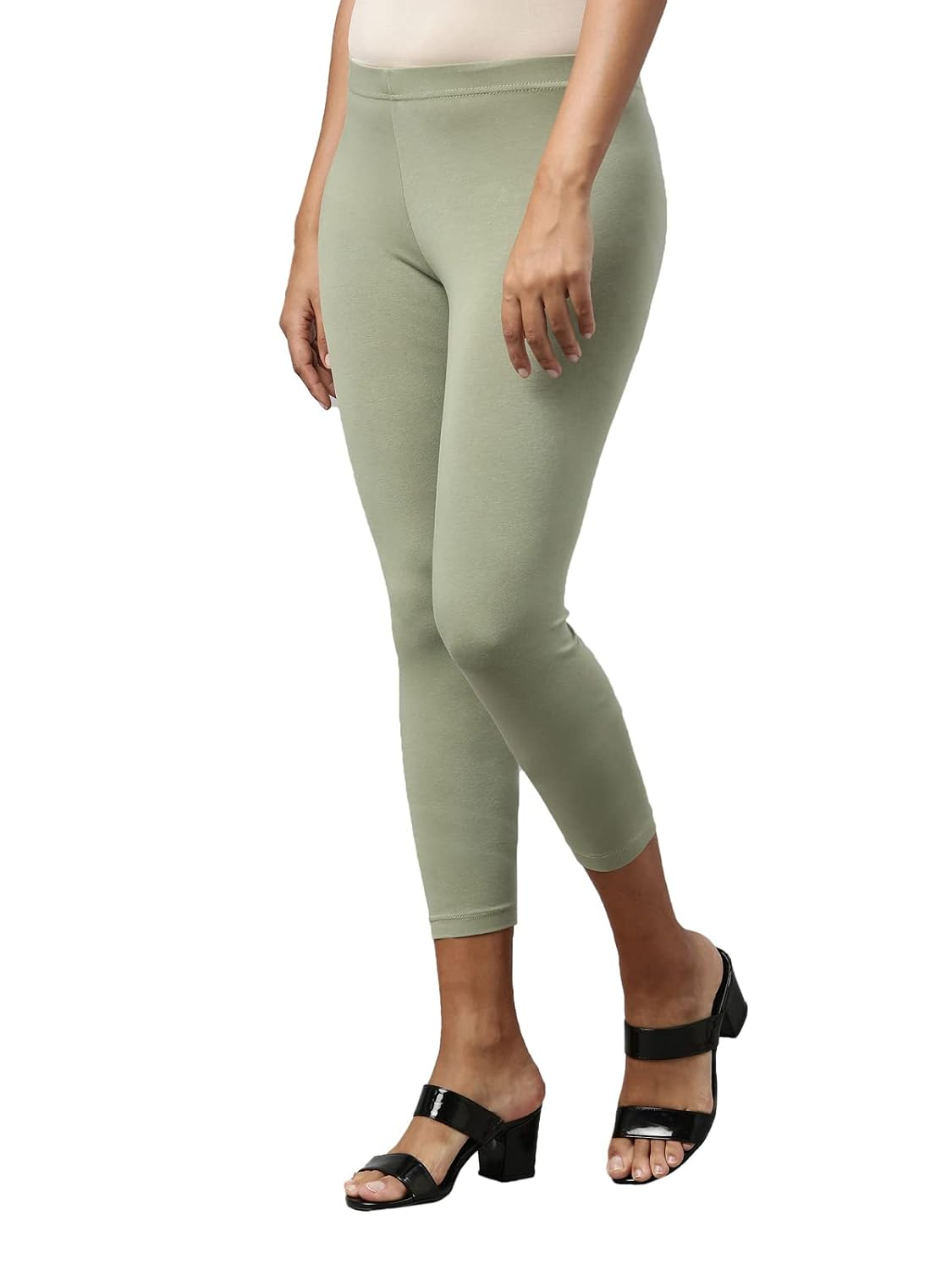 GO COLORS Women's Mid-Rise Cropped Cotton Leggings - Image 108
