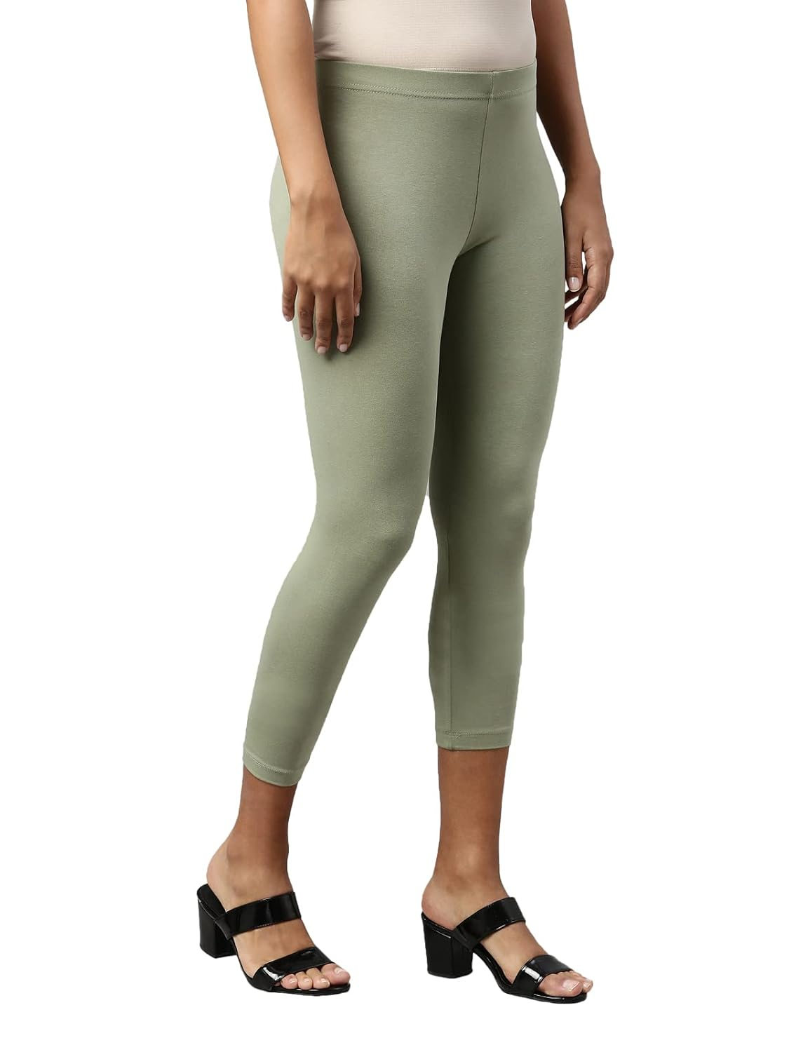GO COLORS Women's Mid-Rise Cropped Cotton Leggings - Image 109