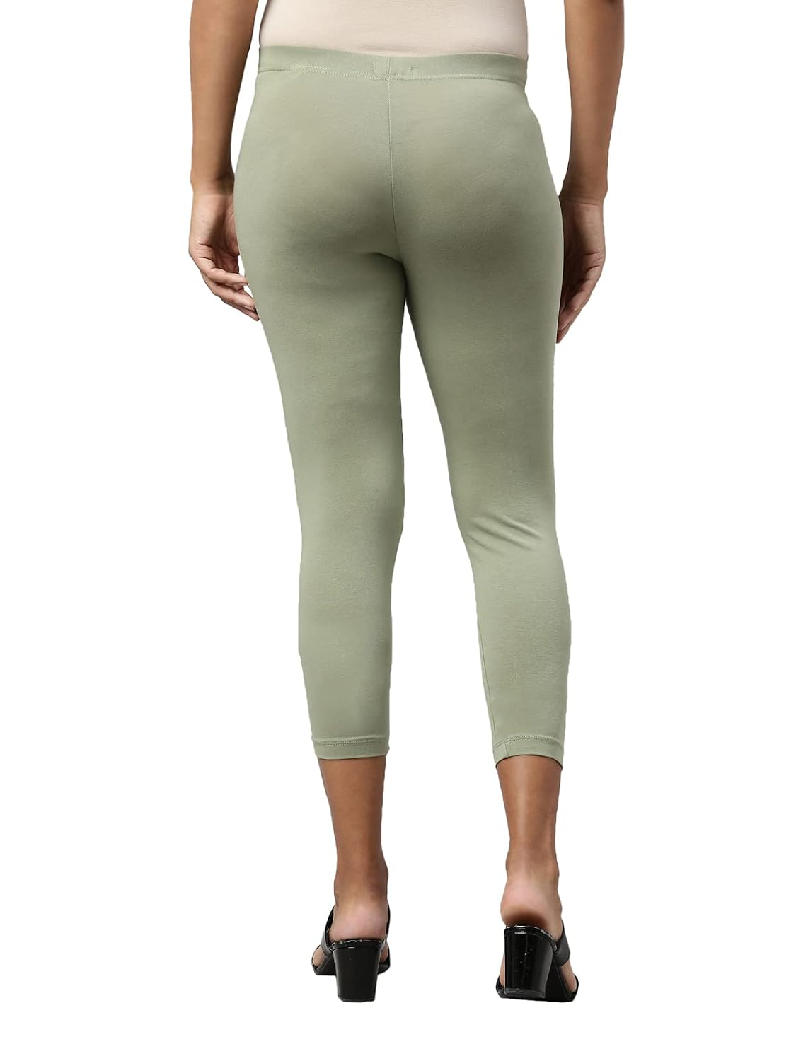 GO COLORS Women's Mid-Rise Cropped Cotton Leggings - Image 110