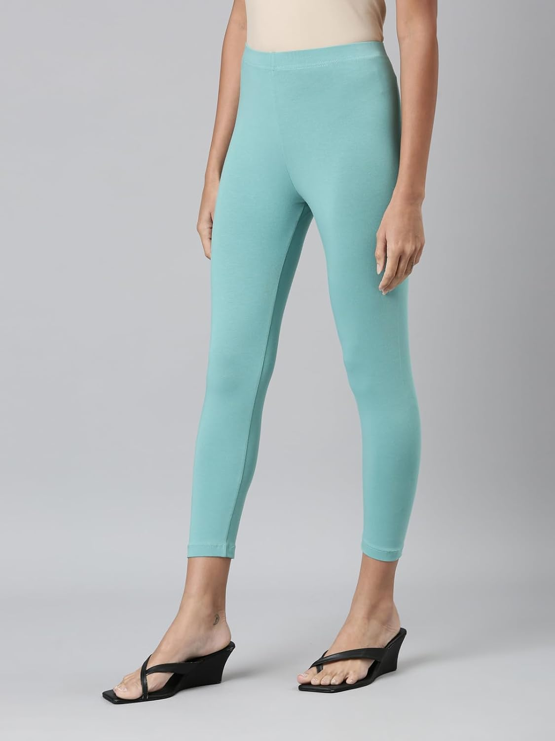GO COLORS Women's Mid-Rise Cropped Cotton Leggings - Image 120