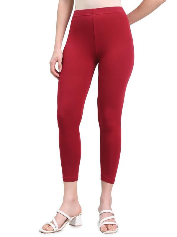 GO COLORS Women's Mid-Rise Cropped Cotton Leggings - Image 125