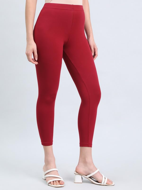 GO COLORS Women's Mid-Rise Cropped Cotton Leggings - Image 126