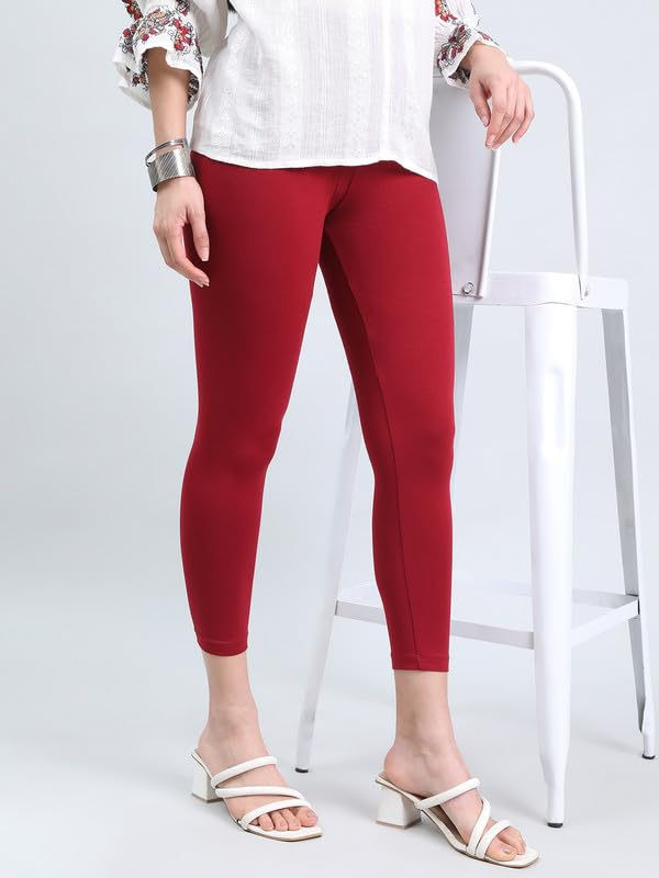 GO COLORS Women's Mid-Rise Cropped Cotton Leggings - Image 127