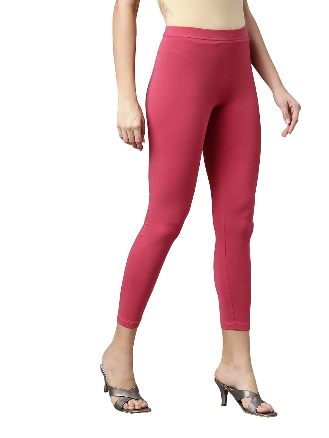 GO COLORS Women's Mid-Rise Cropped Cotton Leggings - Image 140