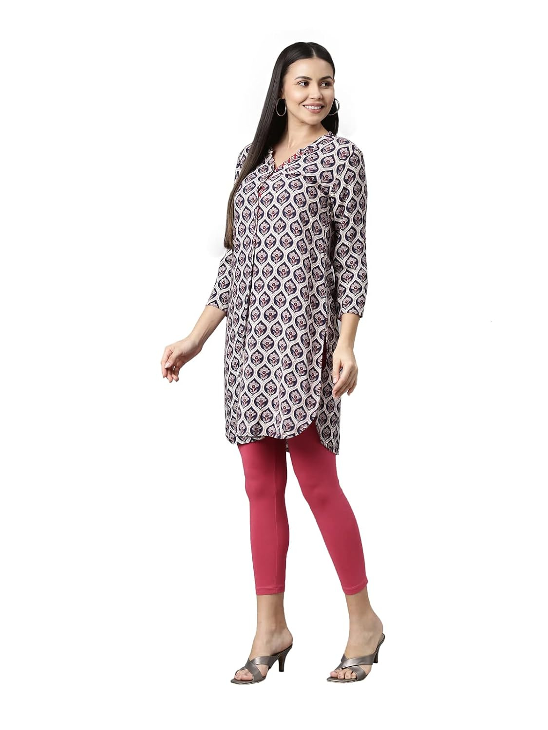 GO COLORS Women's Mid-Rise Cropped Cotton Leggings - Image 142