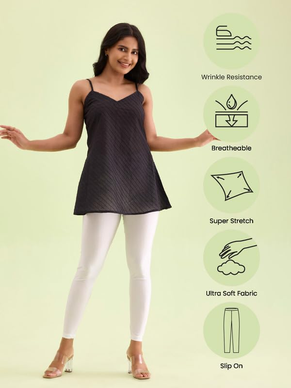 GO COLORS Women's Mid-Rise Cropped Cotton Leggings - Image 154