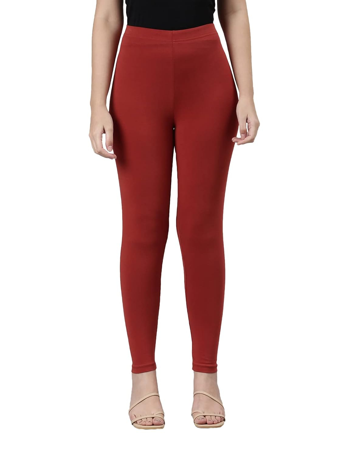 GO COLORS Women's Mid-Rise Cropped Cotton Leggings - Image 163