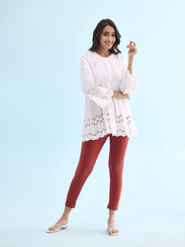 GO COLORS Women's Mid-Rise Cropped Cotton Leggings - Image 165
