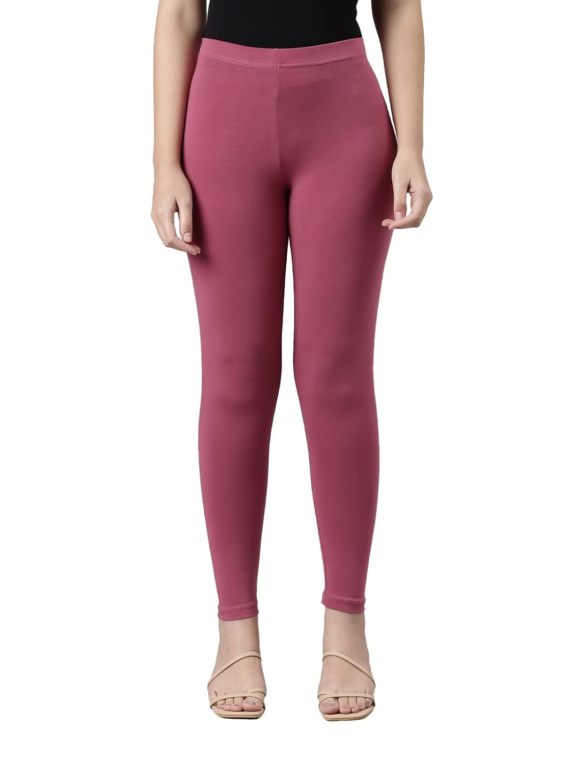 GO COLORS Women's Mid-Rise Cropped Cotton Leggings - Image 175