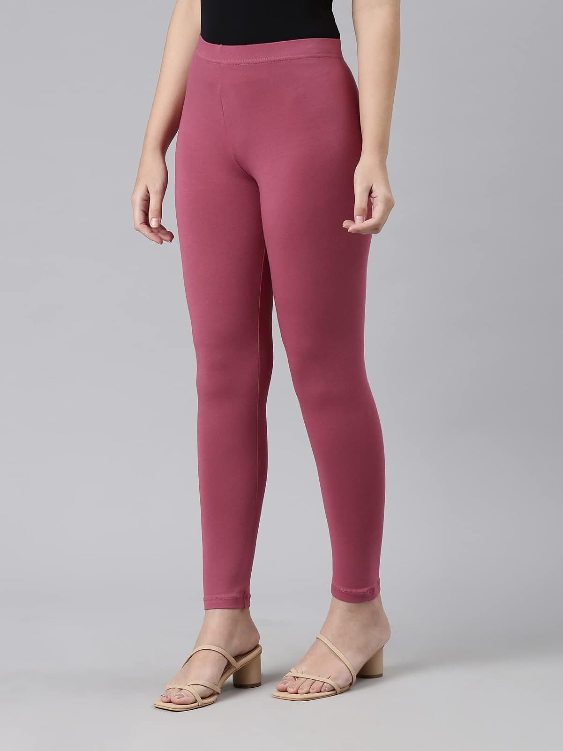 GO COLORS Women's Mid-Rise Cropped Cotton Leggings - Image 176