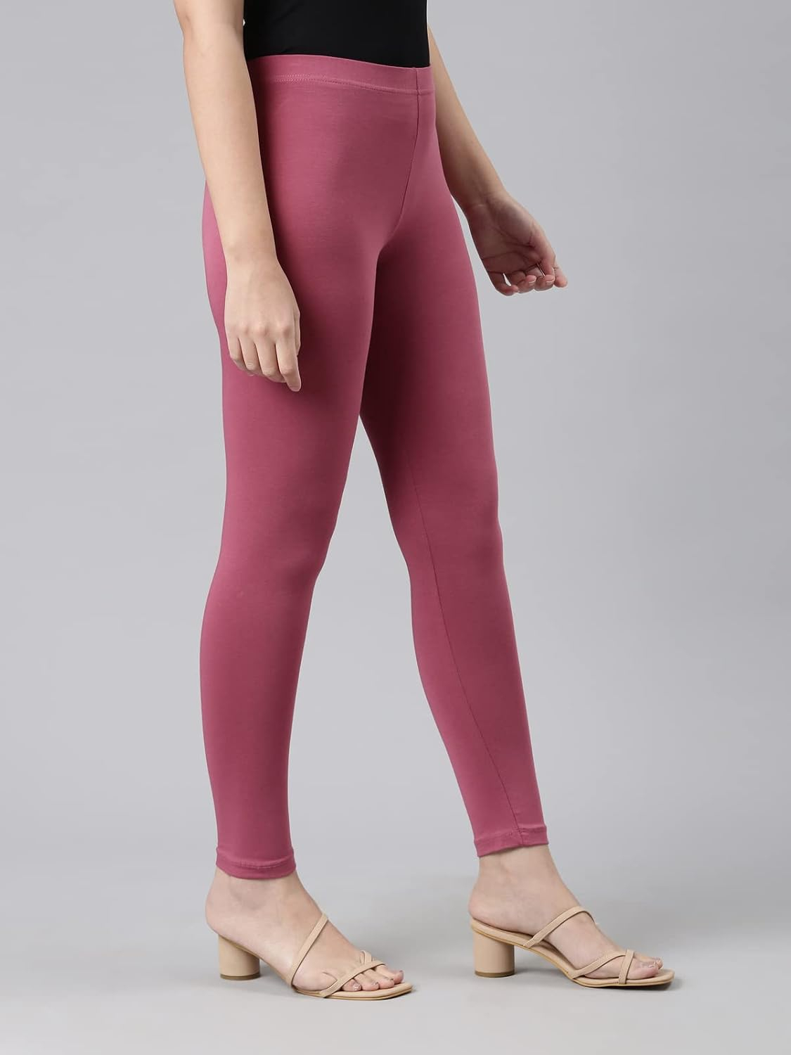GO COLORS Women's Mid-Rise Cropped Cotton Leggings - Image 177