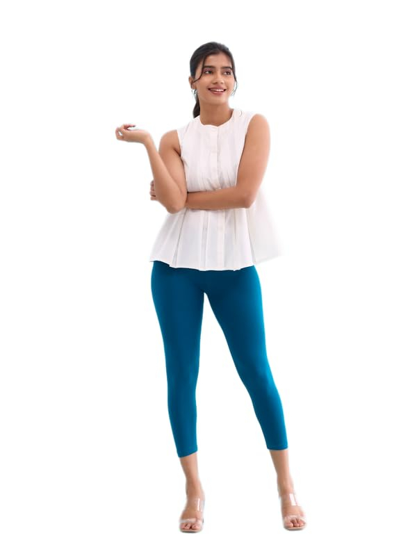GO COLORS Women's Mid-Rise Cropped Cotton Leggings - Image 181