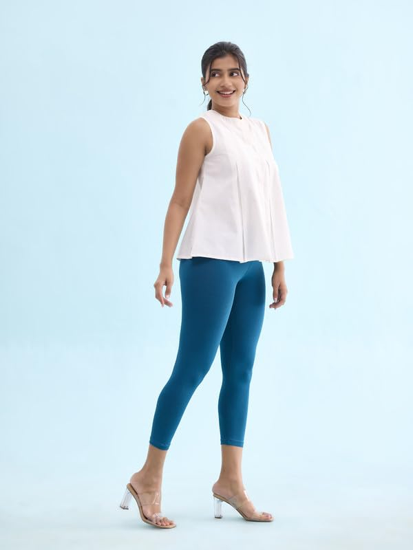 GO COLORS Women's Mid-Rise Cropped Cotton Leggings - Image 182