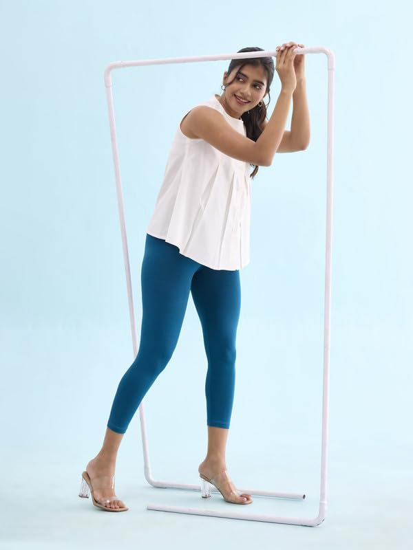 GO COLORS Women's Mid-Rise Cropped Cotton Leggings - Image 185